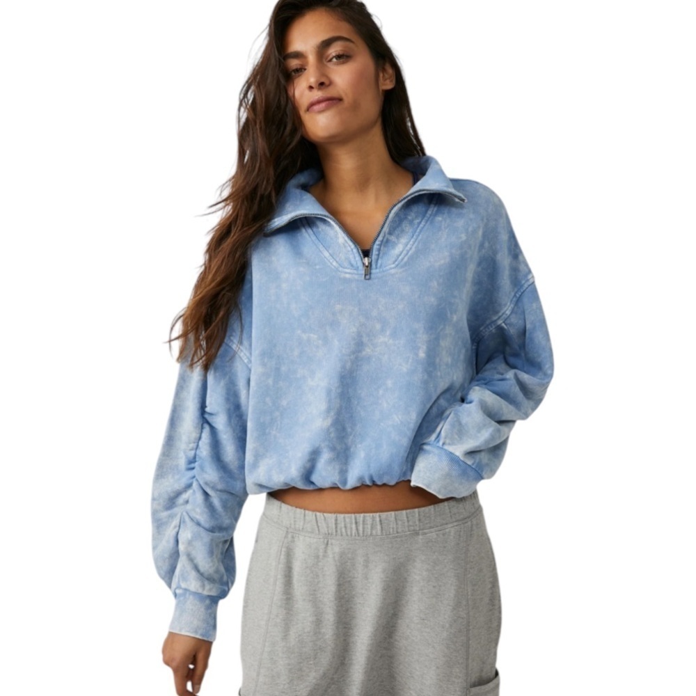 Free People Movement M Valley Girl Pullover Sweatshirt Cloudy Waters Tie Dye